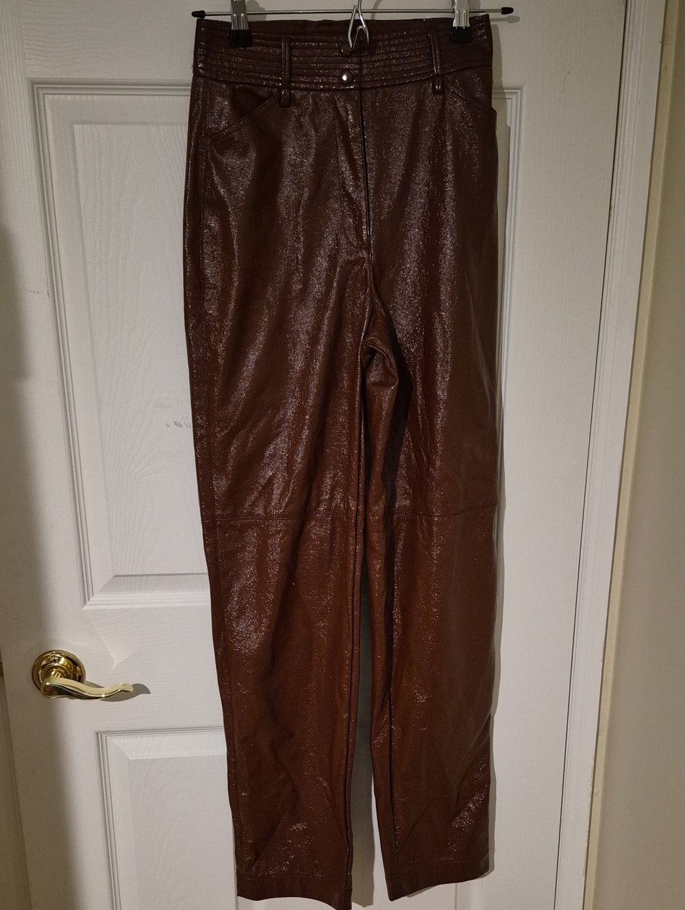 Aritzia Wilfred Funk High-Rise Glossy Vinyl Faux Leather Pants 2 Rustique